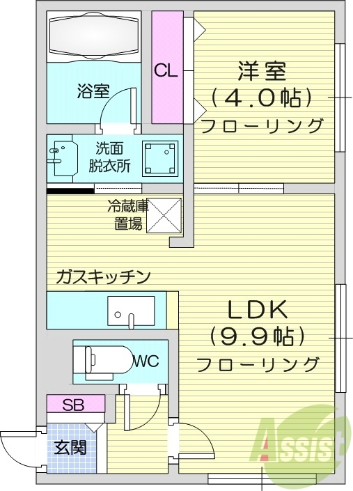 1LDK、エアコン、浴室乾燥、ネット無料、シャンドレ