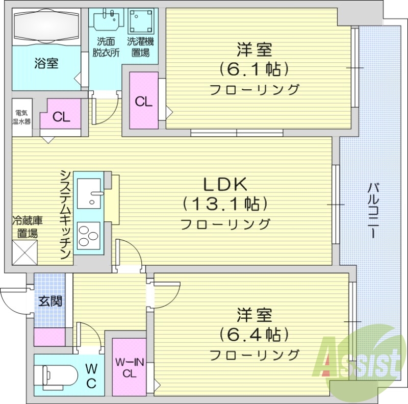 2LDK、オートロック、追い炊き、浴室乾燥機、エアコン