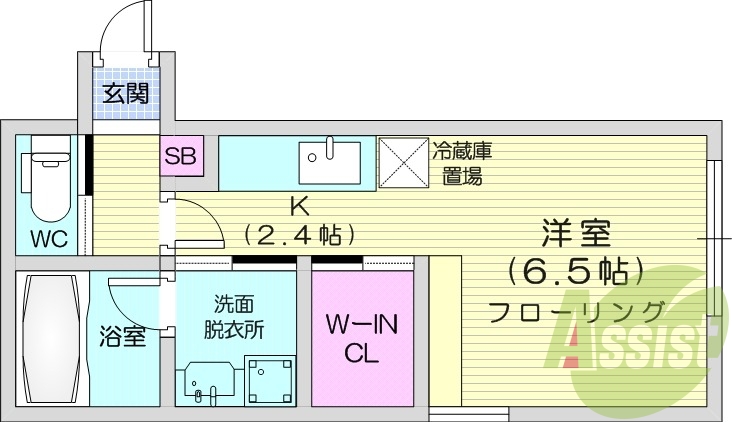 1K、エアコン、ネット無料、角部屋、独立洗面台
