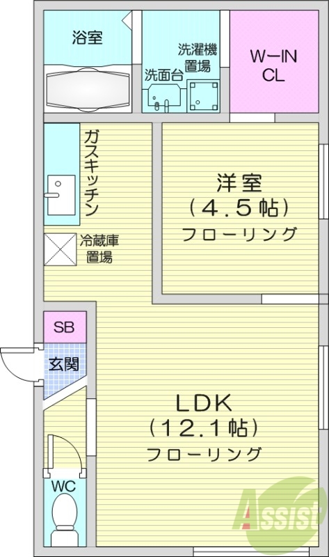 1LDK、暖房便座、ウォークインクローゼット、オートロック