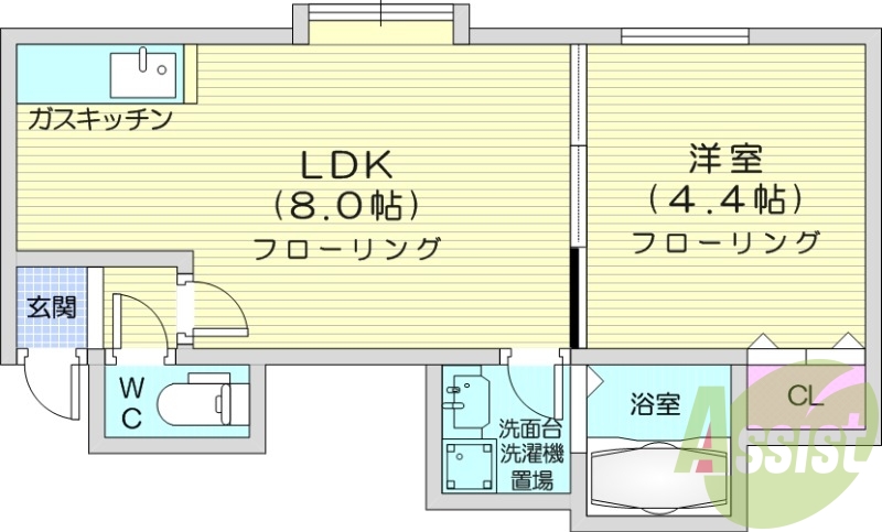 1LDK、灯油暖房、オートロック、ネット無料