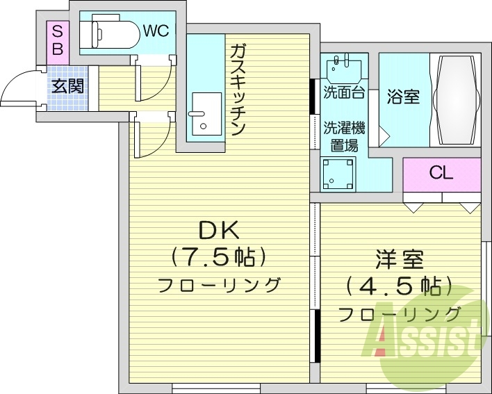 1DK、エアコン、シャワートイレ、灯油暖房
