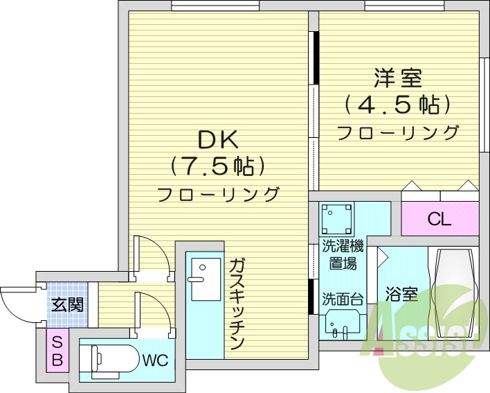1DK、エアコン、シャワートイレ、灯油暖房