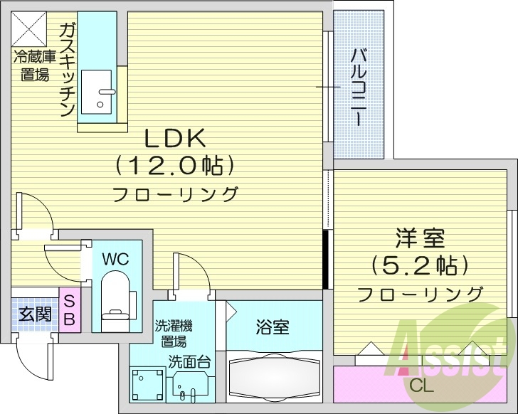 1LDK、シャンプードレッサー、シャワートイレ