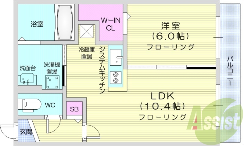 １LDK、都市ガス、ウォークインクローゼット