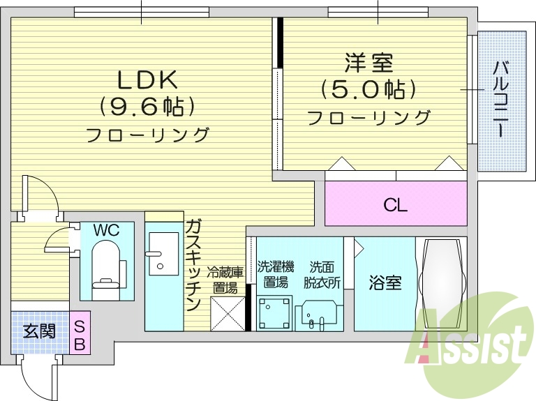 1LDK、エアコン、クローゼット、シューズクローゼット