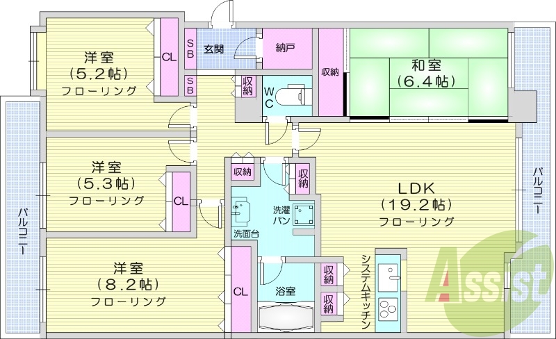 4LDK、分譲、システムキッチン、セコム