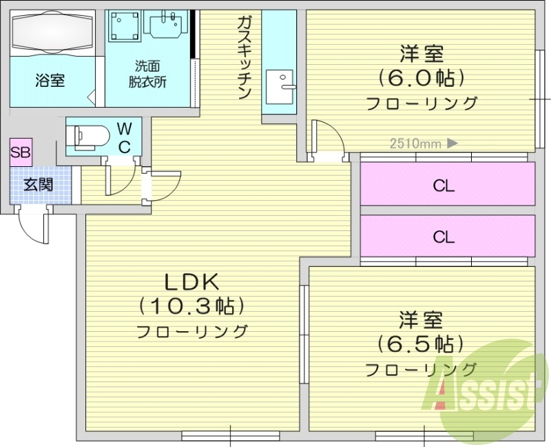 2LDK、角部屋、最上階、灯油暖房、収納