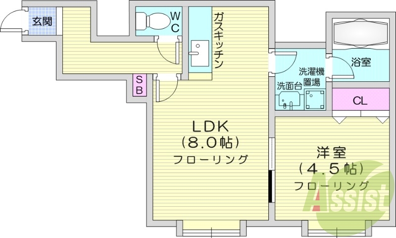 1LDK、角部屋、ロードヒーティング、ネット無料