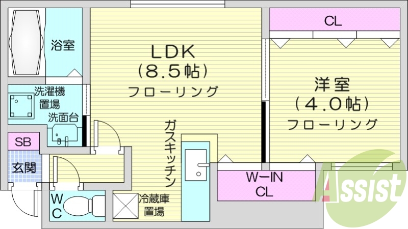 1LDK、ネット無料、エアコン、シャンプードレッサー