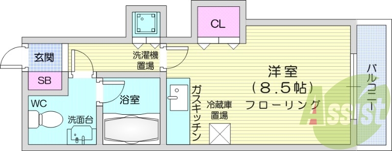 1LDK、ネット無料、シャンプードレッサー、ＴＶモニターホン