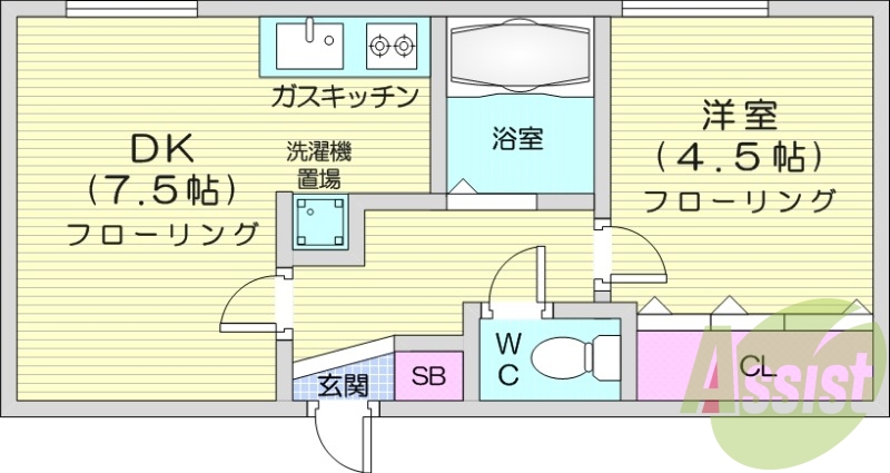 1LDK、ネット無料、角部屋、ペット可、バストイレ別