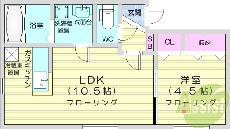 1LDK、灯油暖房、TV付きモニターホン