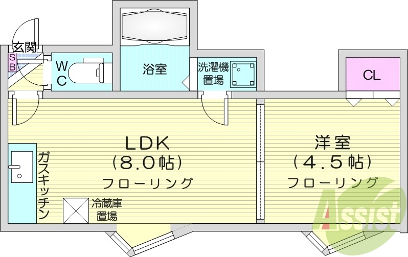1DK、クローゼット、エアコン、灯油暖房、シューズボックス