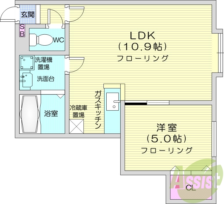 1LDK、灯油暖房、ネット無料、オートロック