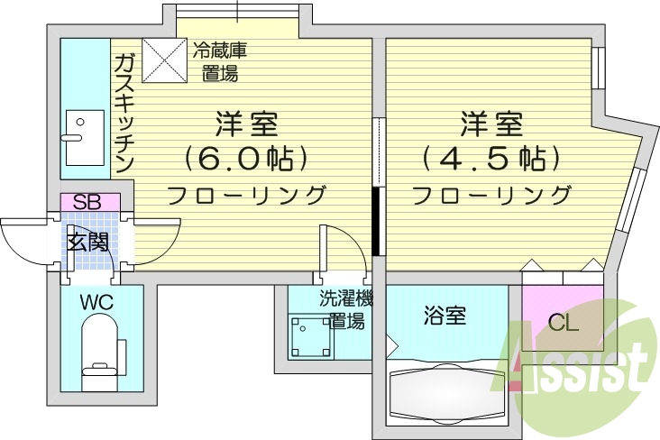 1DK、クローゼット、エアコン、灯油暖房、シューズボックス