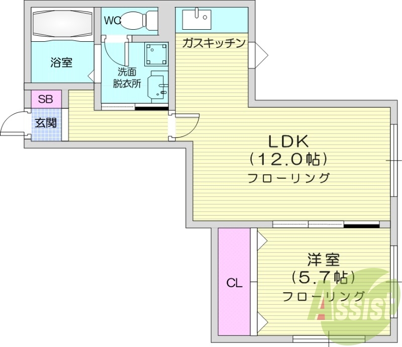 1LDK、灯油暖房、角部屋、最上階、オートロック