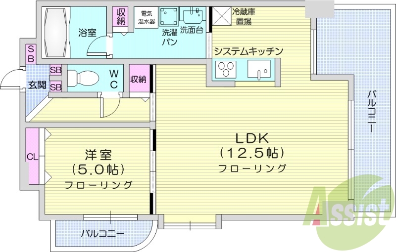 1LDK、オール電化、オートロック、インターネット対応