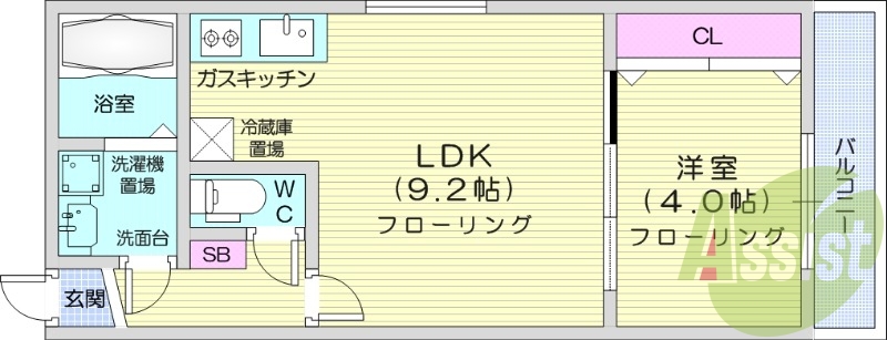 1LDK、ネット無料、エアコン、浴室乾燥、灯油暖房