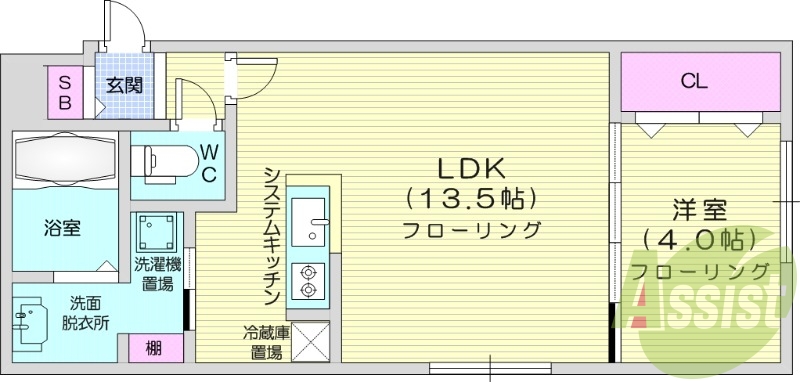 1LDK、ガスリミット、ネット無料、浴室乾燥機