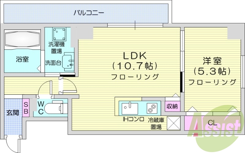 1LDK、都市ガス、ネット無料、角部屋、エアコン