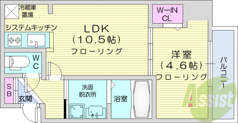 1LDK、都市ガス、ネット無料、エアコン、オートロック