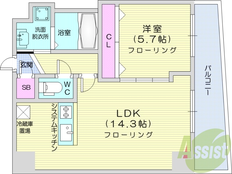 1LDK、都市ガス、ネット無料、エアコン、オートロック
