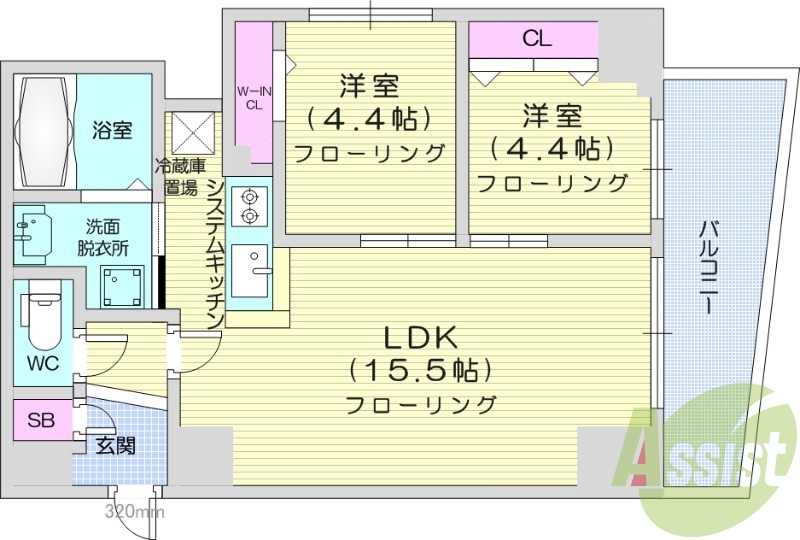 2LDK、都市ガス、ネット無料、エアコン、オートロック