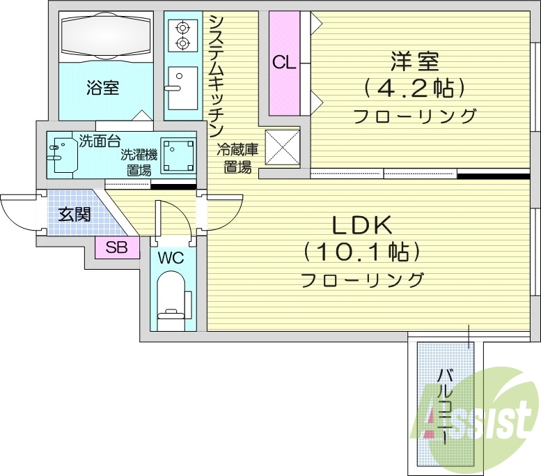 1LDK、ネット無料、エアコン、システムキッチン、灯油暖房