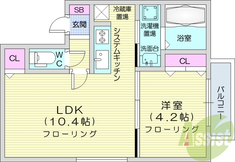 1LDK、ネット無料、エアコン、システムキッチン、灯油暖房