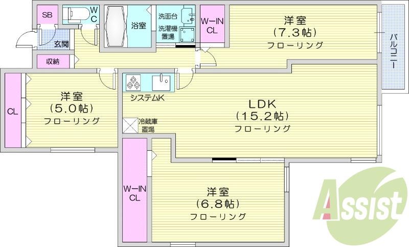3LDK、エアコン、システムキッチン、灯油暖房