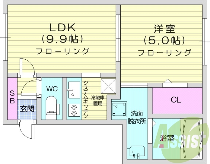 1LDK、エアコン、宅配ボックス、ネット無料