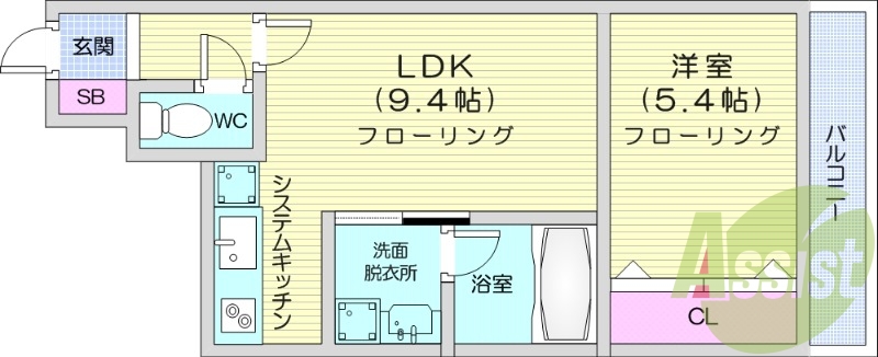 1LDK、灯油暖房、角部屋、宅配ボックス
