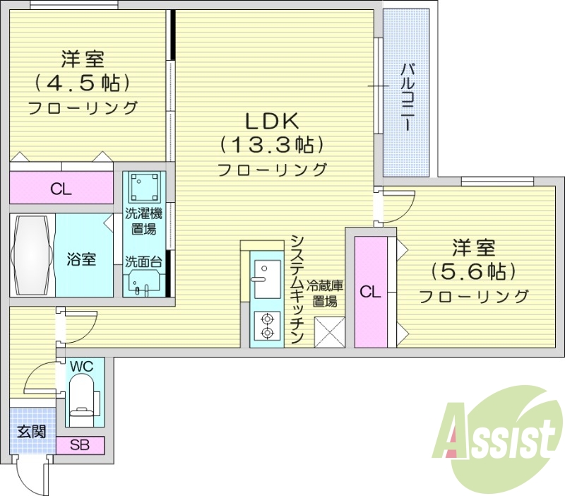 2LDK、都市ガス、ペット可、エアコン、ネット無料