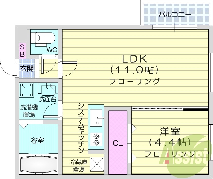 1LDK、浴室乾燥機、追い炊き、宅配ボックス