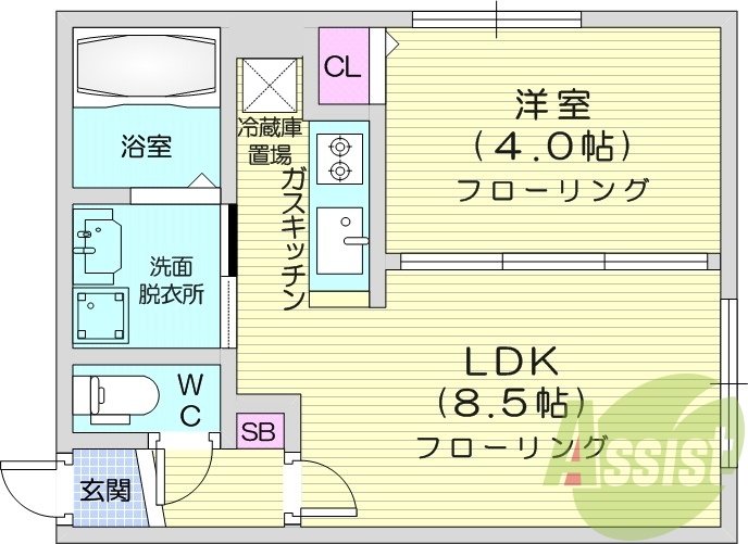 1LDK、灯油暖房、エアコン、オートロック