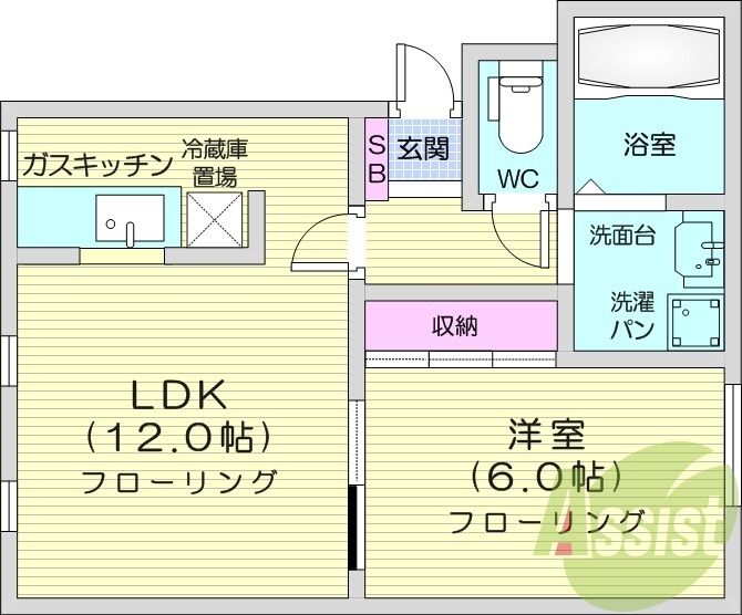 1LDK、温水洗浄便座、灯油暖房、カメラ付きインターホン
