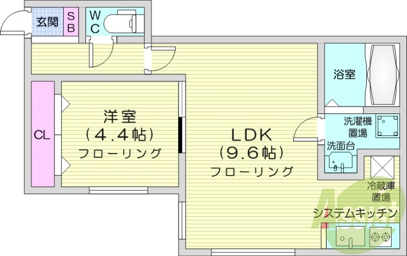 1LDK、エアコン、都市ガス、オートロック、