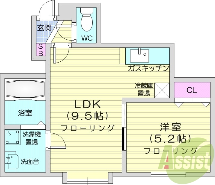 １LDK、独立洗面台、インターネット無料