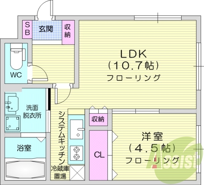 1LDK、灯油暖房、エアコン、オートロック