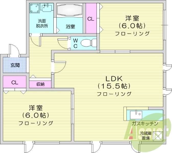 2LDK、灯油暖房、エアコン、