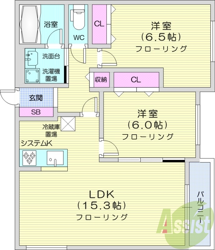 2LDK、灯油暖房、ネット無料、カメラ付きインターホン