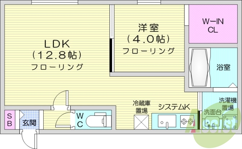 1LDK、エアコン、ウォークインクローゼット、浴室乾燥機