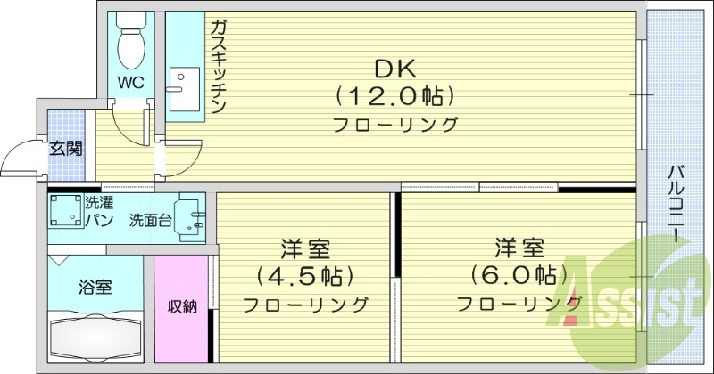 2LDK、ペット対応、灯油暖房、トランクルーム