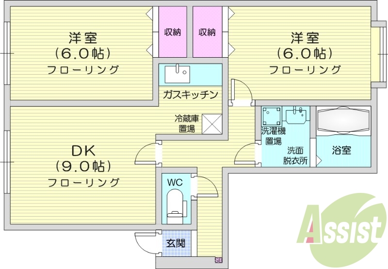 2DK、宅配ボックス、灯油暖房、ロードヒーティング