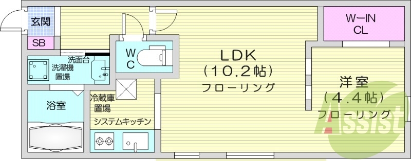 1LDK、エアコン、ウォークインクローゼット