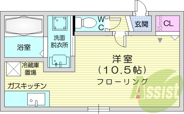 1K、インターネット無料、灯油暖房、シューズボックス