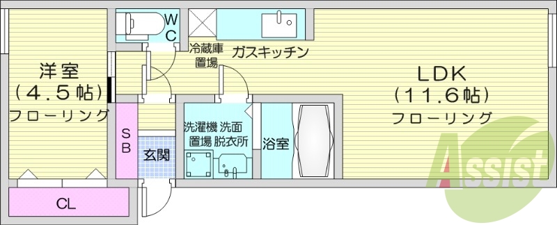 1LDK、インターネット無料、オートロック