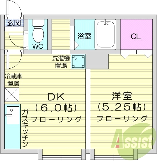 1DK、角部屋、最上階、灯油暖房、バストイレ別