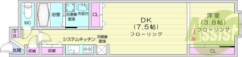 1LDK、エアコン、システムキッチン、オートロック